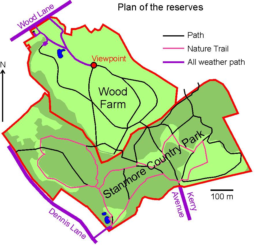 Map of Stanmore Country Park and Wood Farm